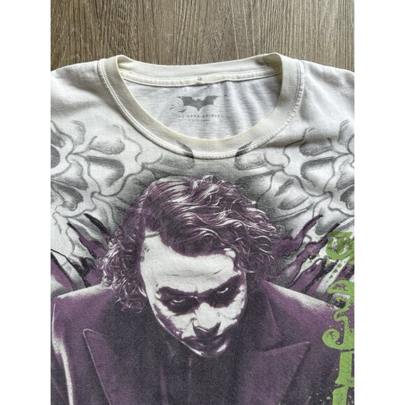 Vintage Y2K The Joker Batman Dark Knight Heath Ledger AOP White Shirt XL - Picture 3 of 13